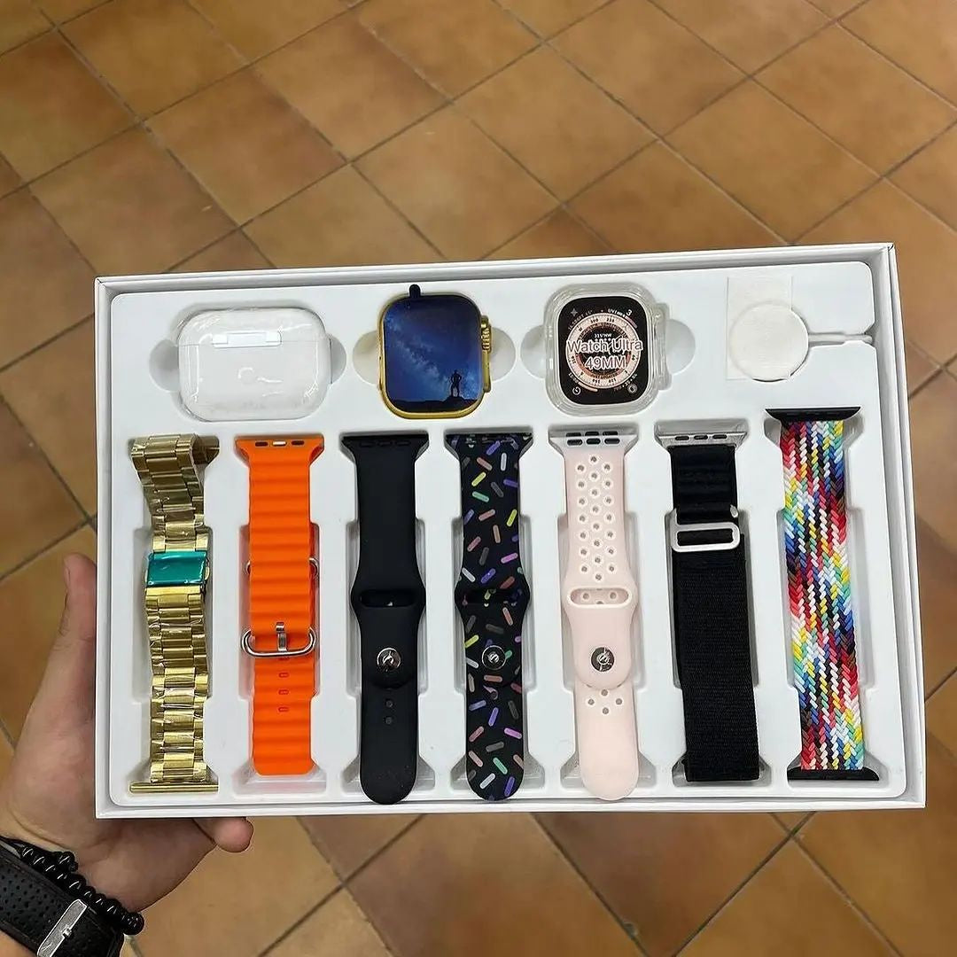 I20 Ultra Max 10-in-1 – Smartwatch, AirPods 2, & 7 Straps in One Premium Package!